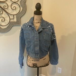 Pearl crop jean jacket